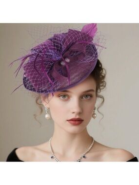 NEW! Elegant Purple Kentucky Derby Fascinator Hat